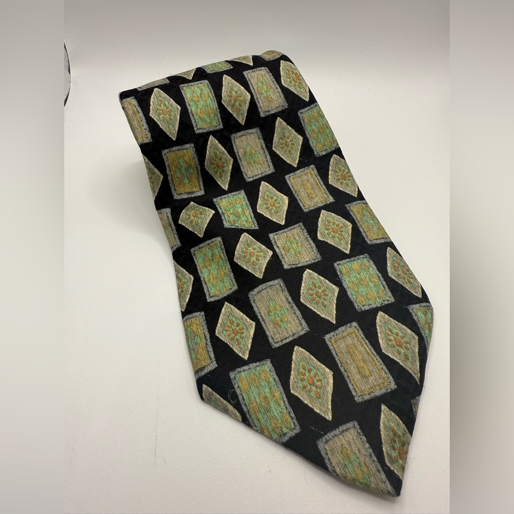 Tino Cosma Black Tie with Geometric Accents